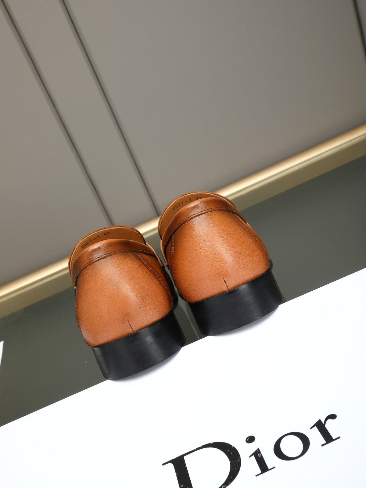 Dior Cognac Brown Gold-Hardware Loafers — back