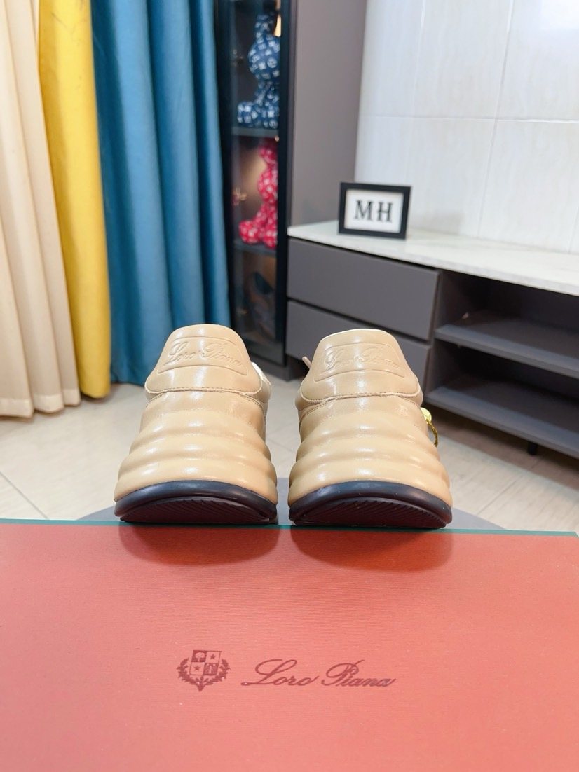 Loro Piana Beige Low-Top Sneakers — back