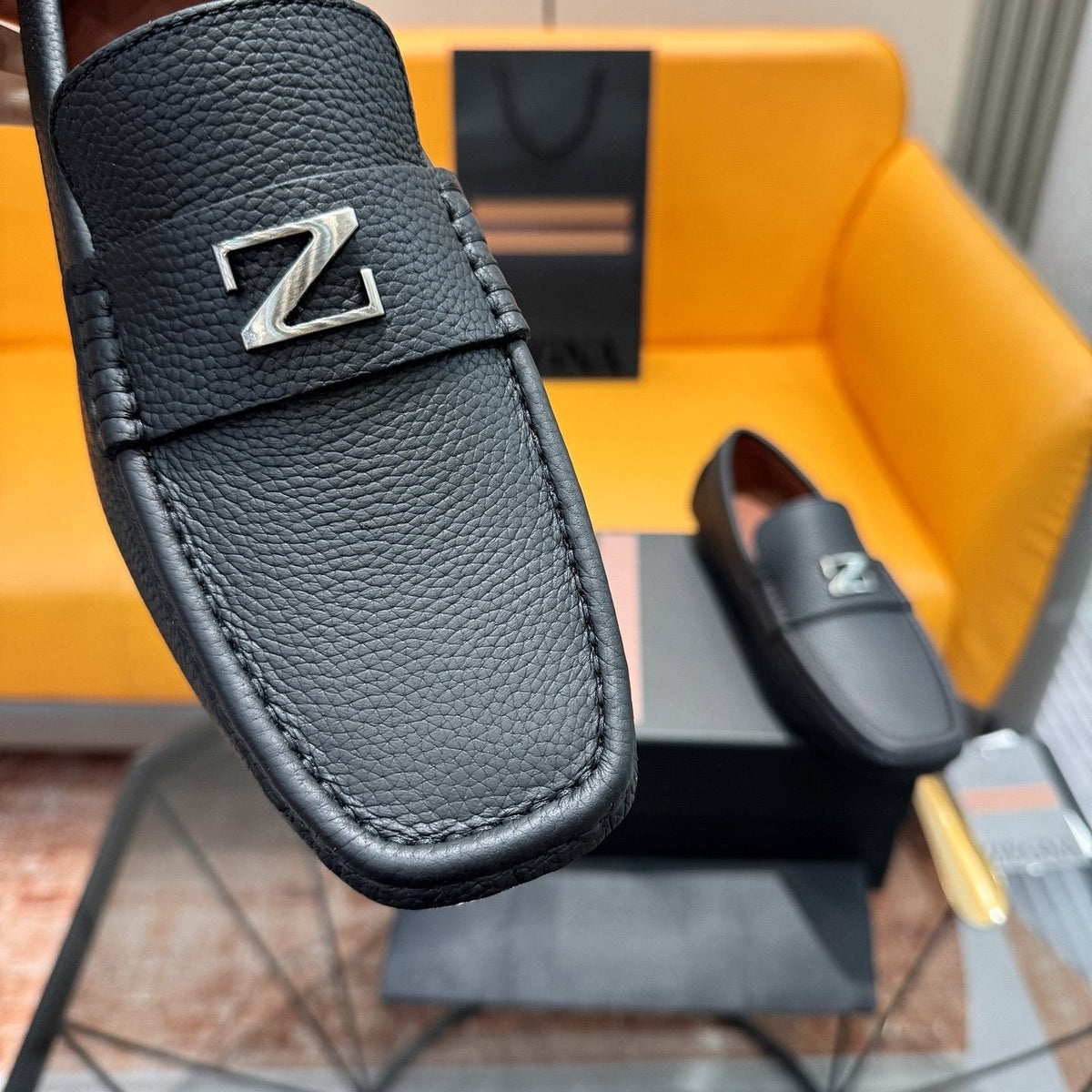 Zegna Black Driving Loafers — detail