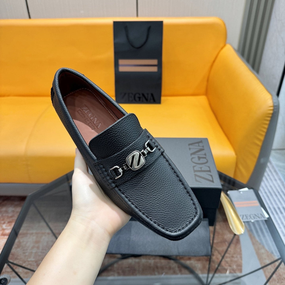 Zegna Men's Black Bit Driving Loafers — model