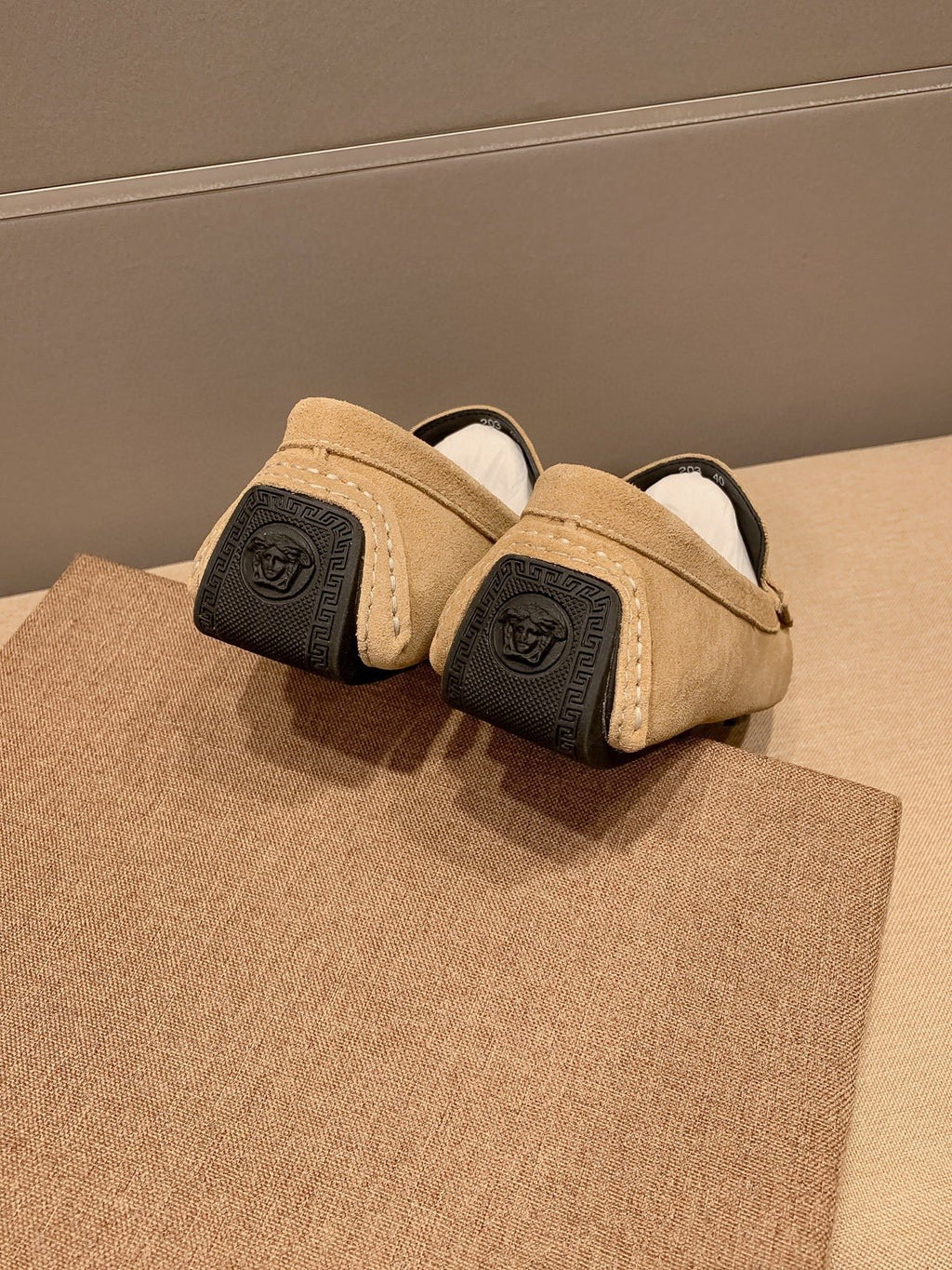 Versace Tan Hardware Loafers — back