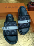 Louis Vuitton Black Graphic Band Slide Sandals — hero