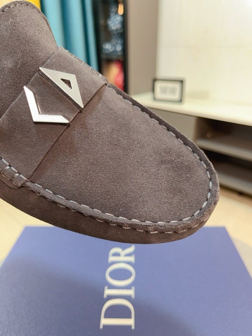 Dior Dark Gray Metal Accent Loafers — detail