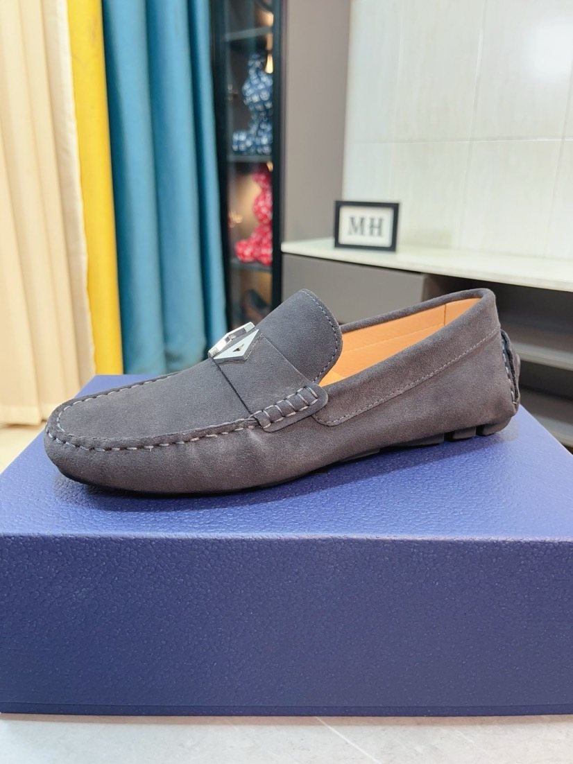 Dior Dark Gray Metal Accent Loafers — front