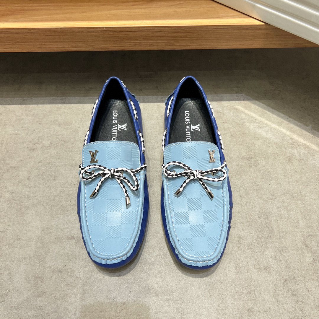 Louis Vuitton Light Blue & Navy Driving Loafers — hero