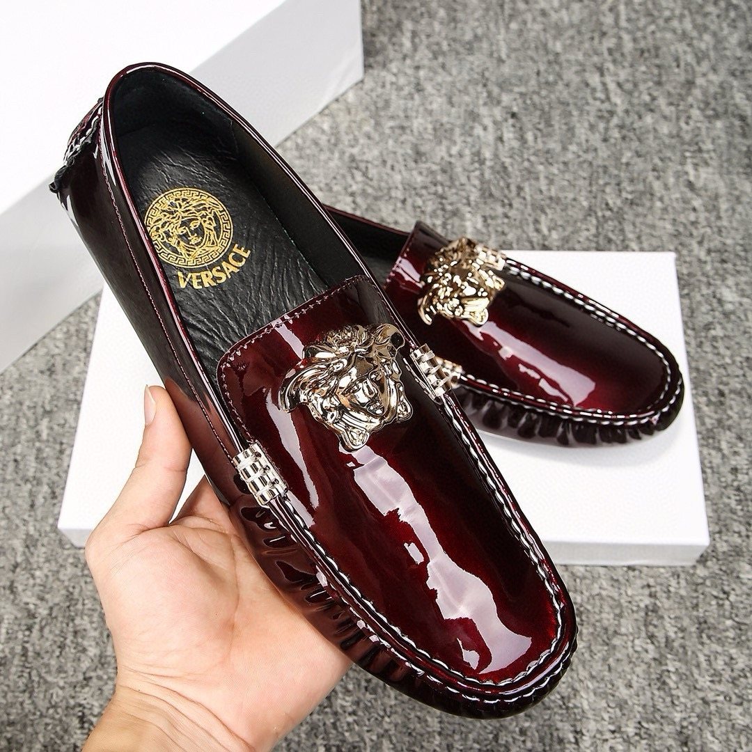 Versace Burgundy Ornament Loafers — model