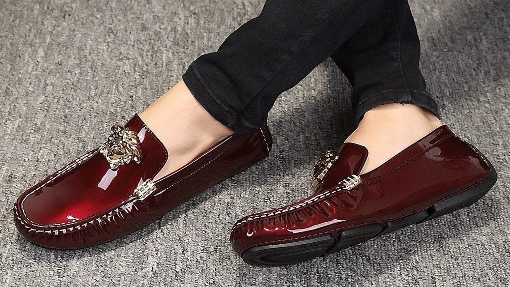 Versace Burgundy Ornament Loafers — model