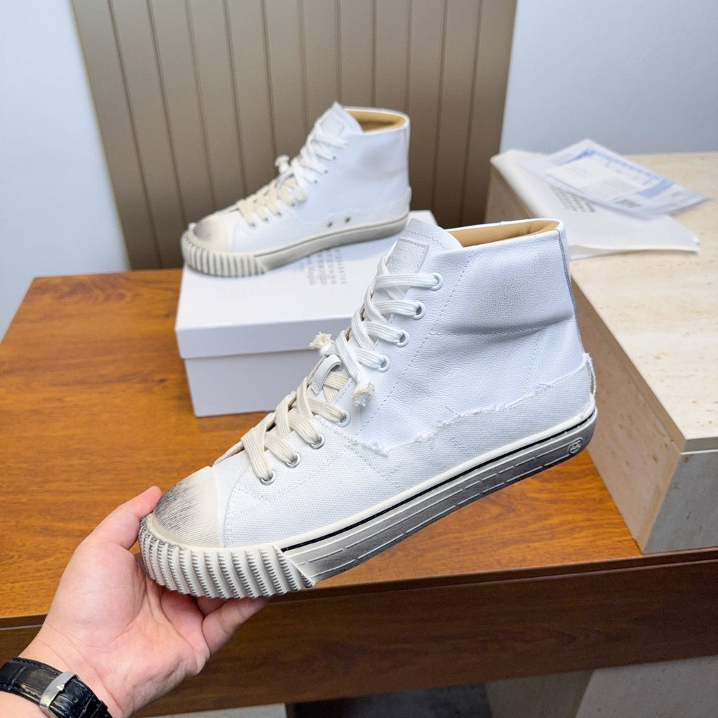 Maison Margiela White High-Top Lace-Up Sneakers — side