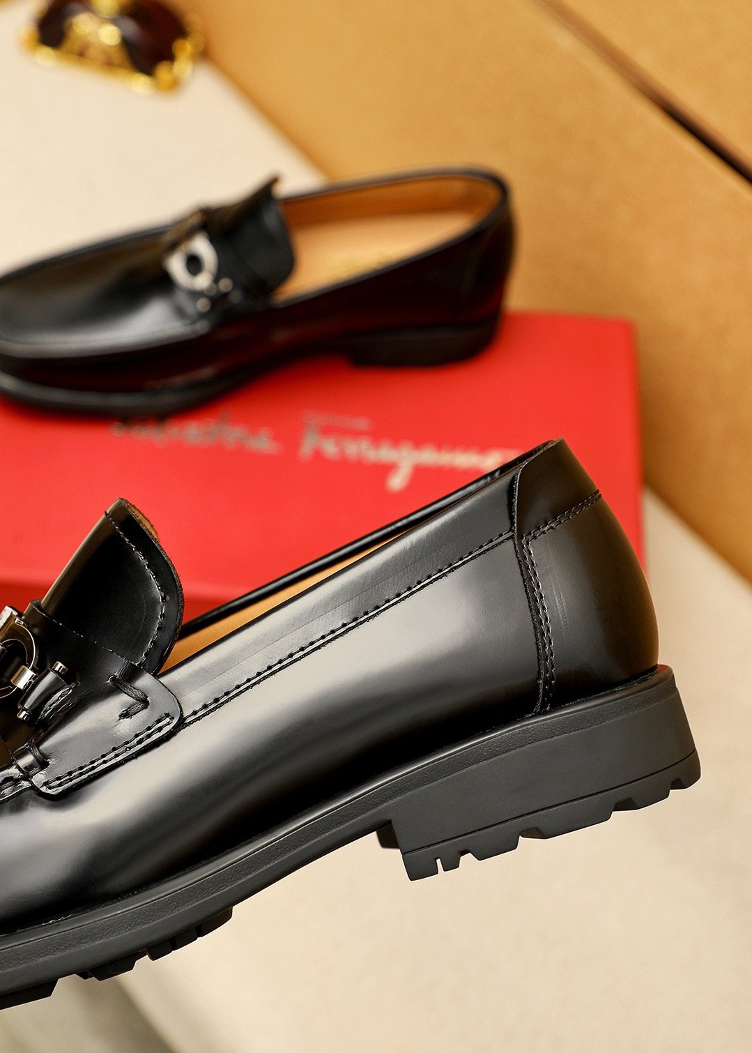 Ferragamo Black Bit Loafers — side