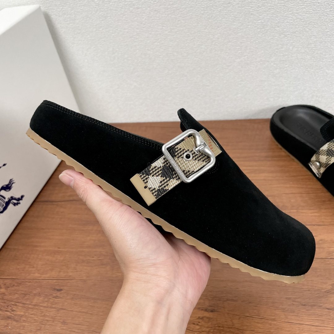 Burberry Check Buckle Slide Sandals — front