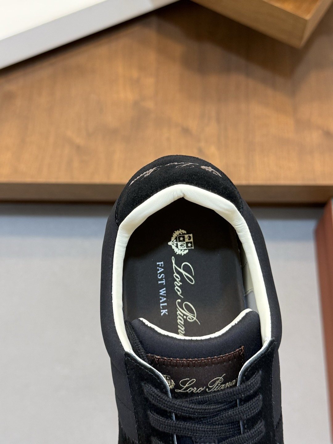 Loro Piana Black Suede Low-Top Sneakers — detail