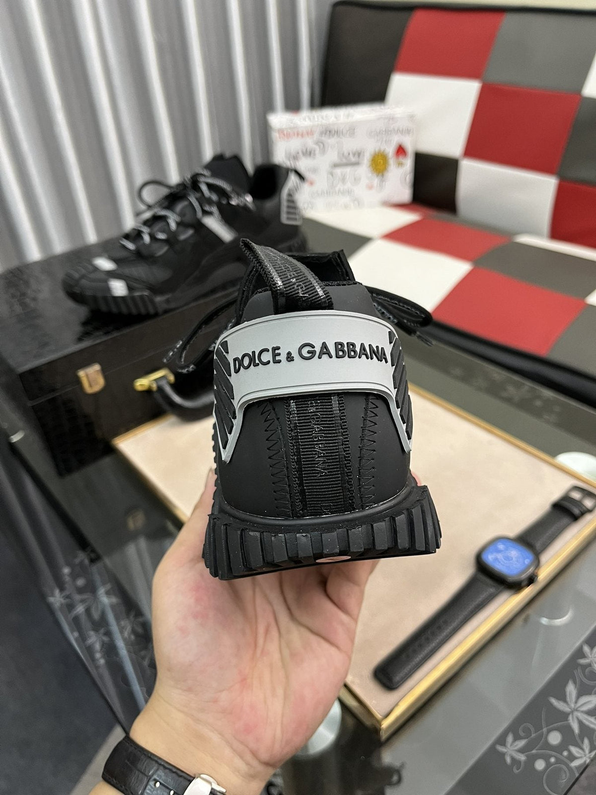 Dolce & Gabbana Black Chunky Sneakers — back
