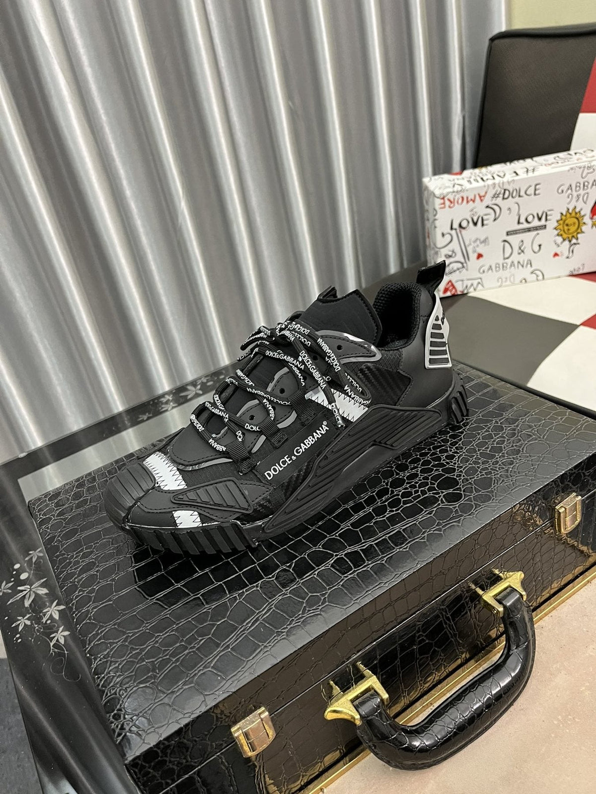 Dolce & Gabbana Black Chunky Sneakers — side