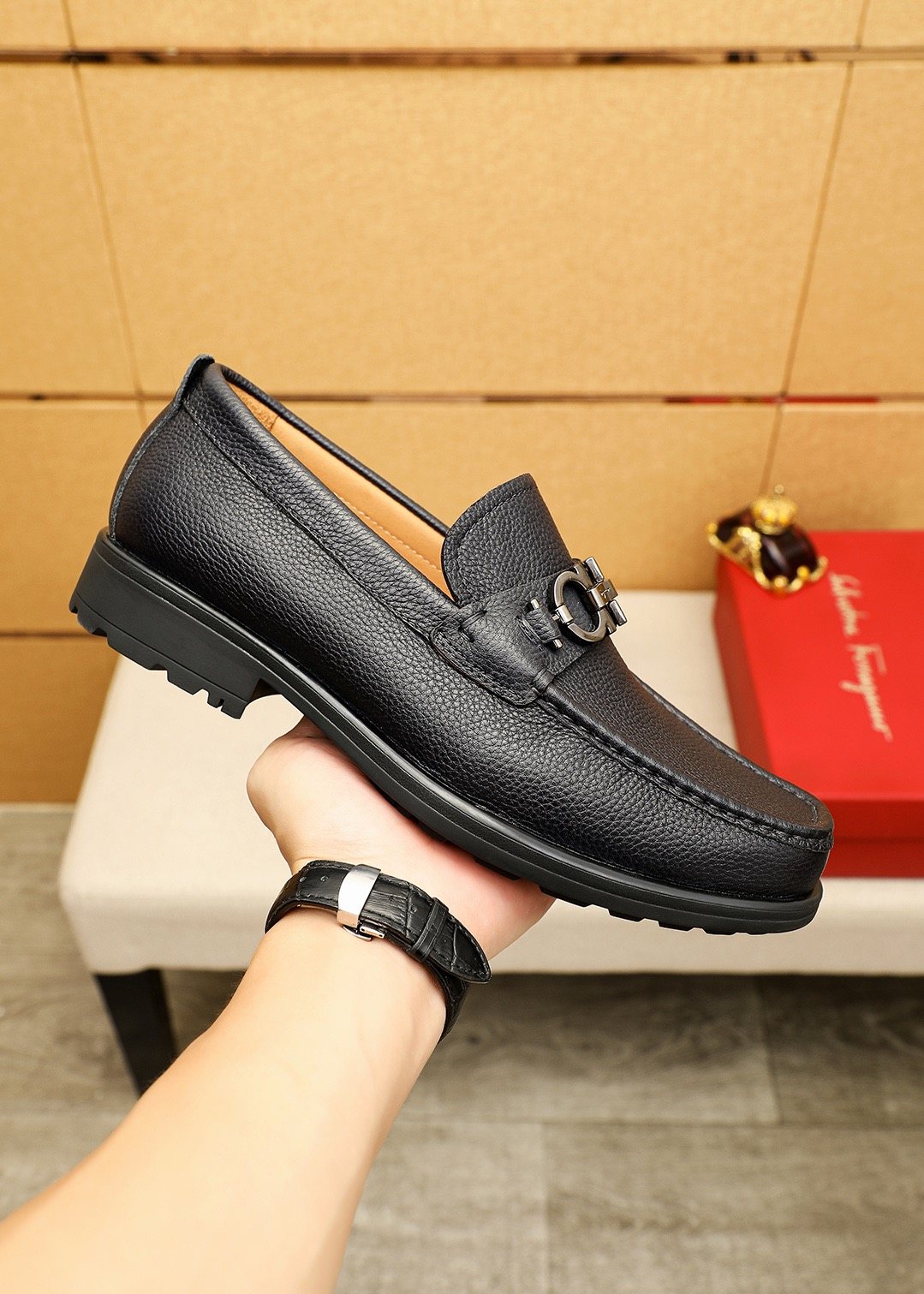 Ferragamo Black Bit Loafers — model