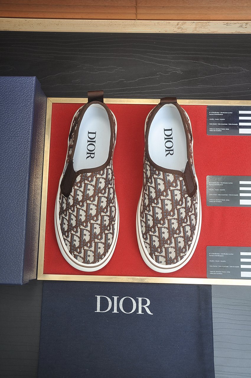Dior Patterned Slip-On Shoes — front