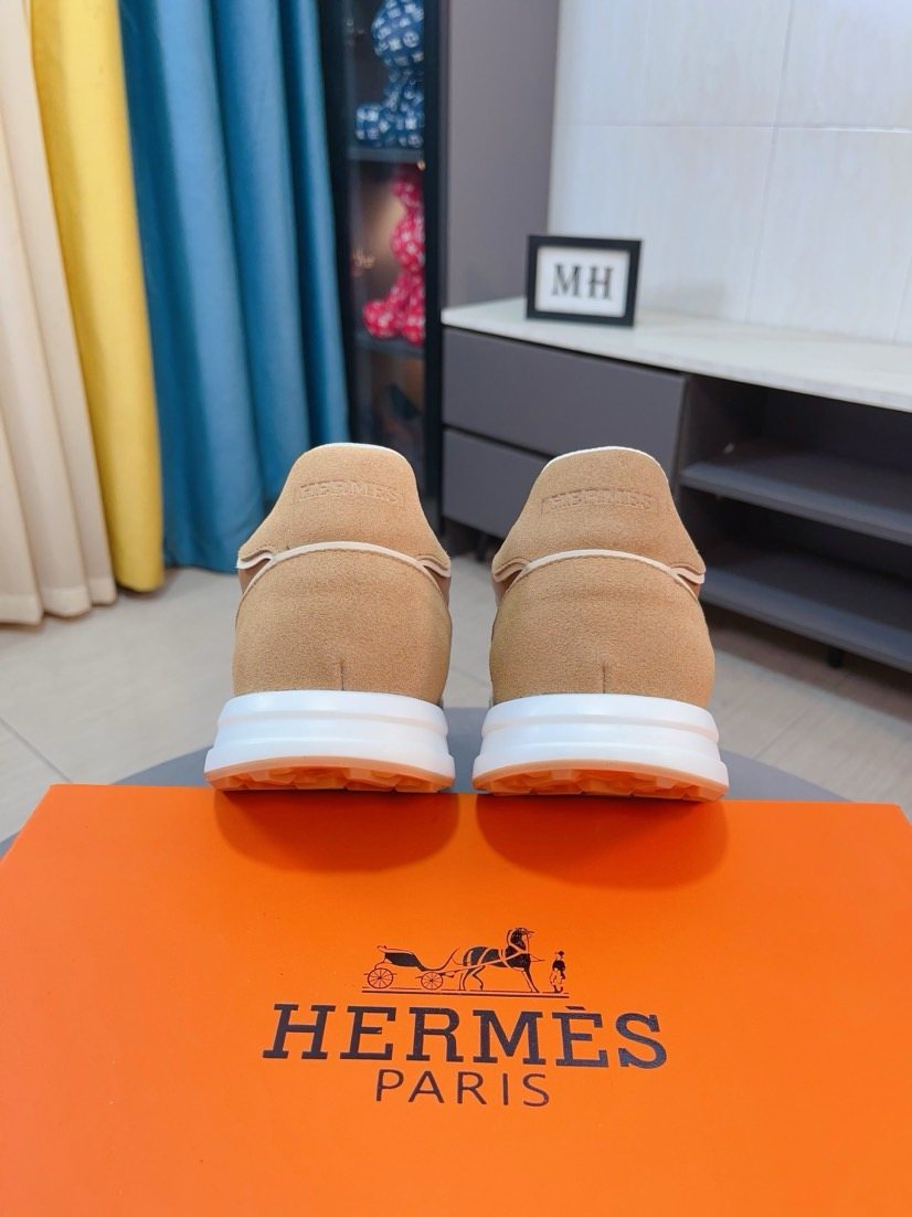 Hermès Tan H-Overlay Sneakers — back