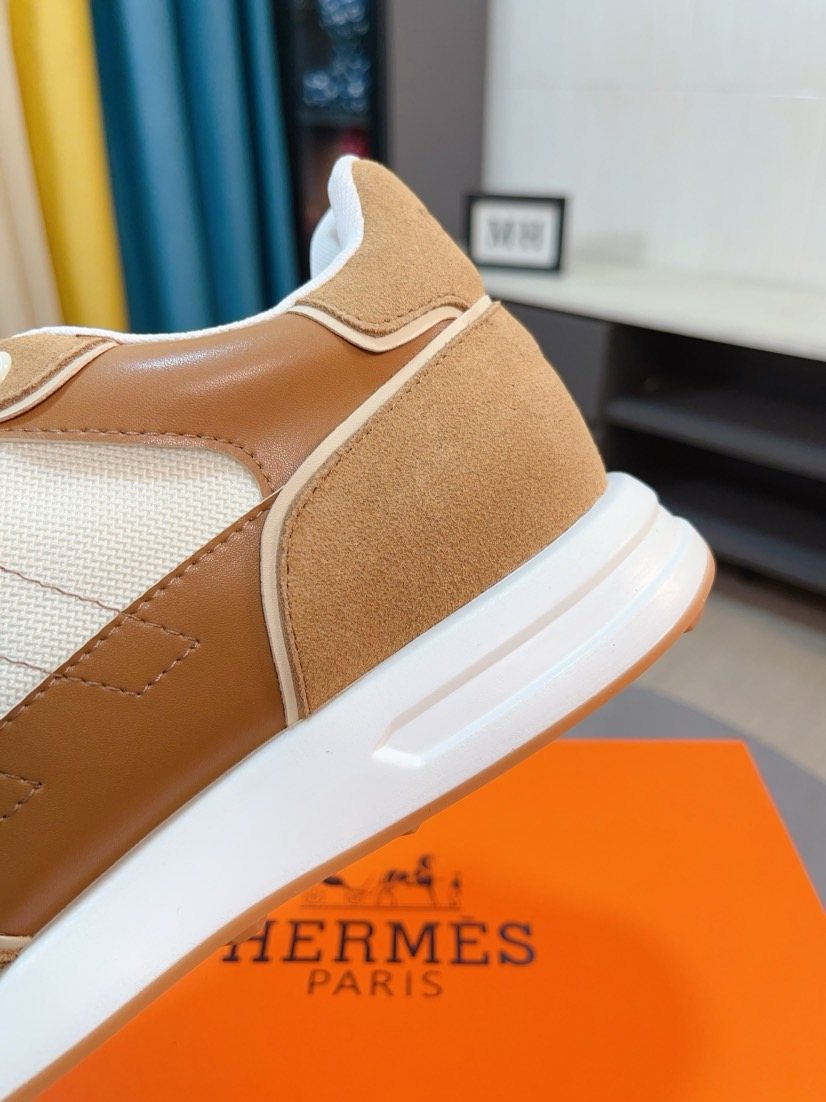 Hermès Tan H-Overlay Sneakers — detail