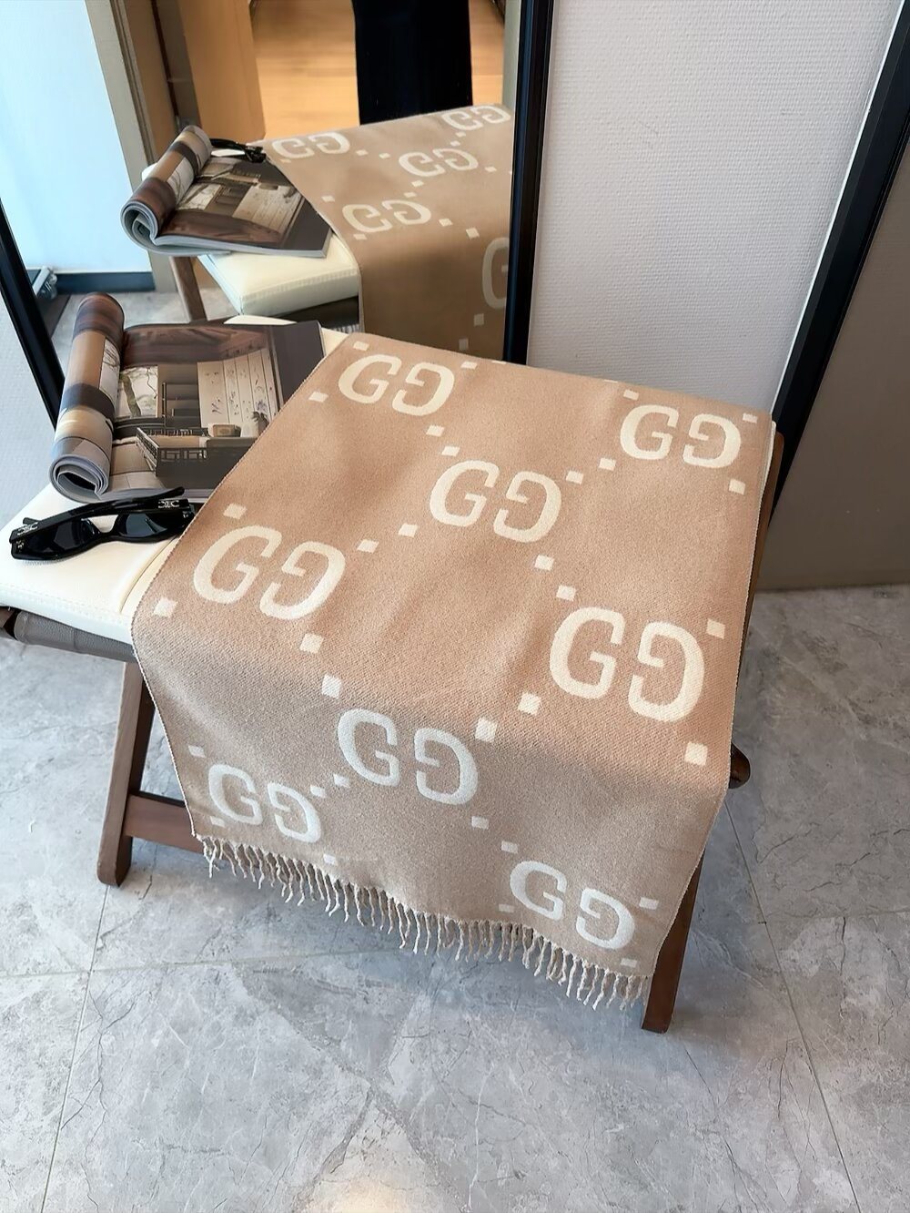 Gucci Reversible Fringed Scarf — front