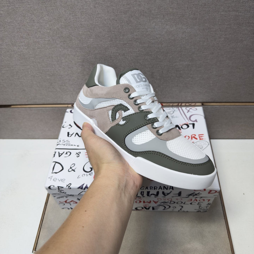 Dolce & Gabbana White, Olive & Taupe Sneakers — model