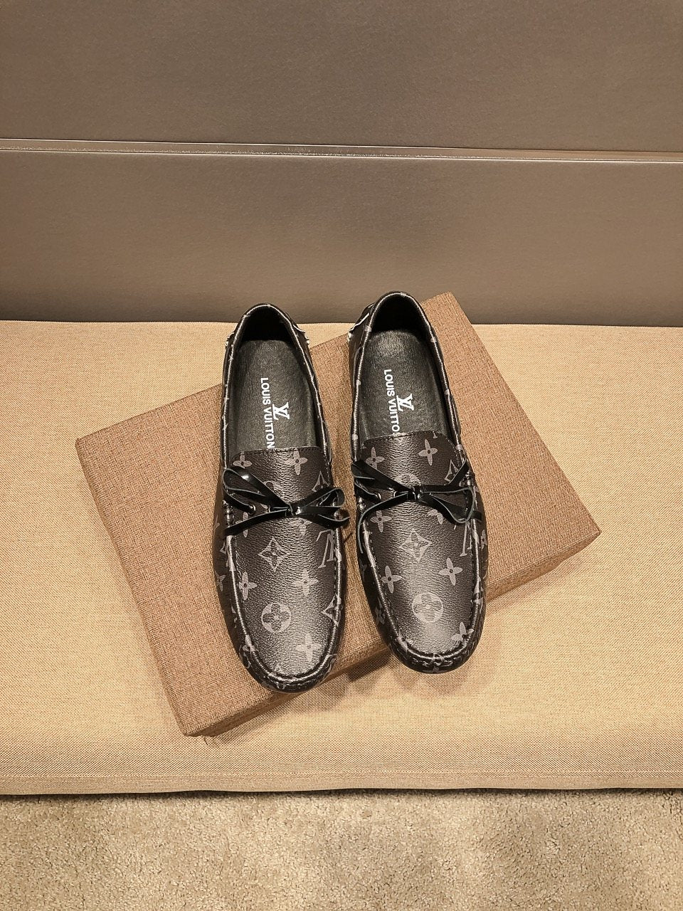 Louis Vuitton Dark Gray Monogram Bow Loafers — hero