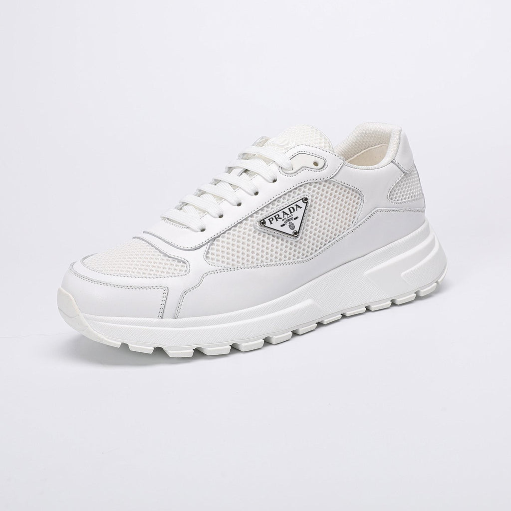 Prada White Leather Low-Top Sneakers — hero