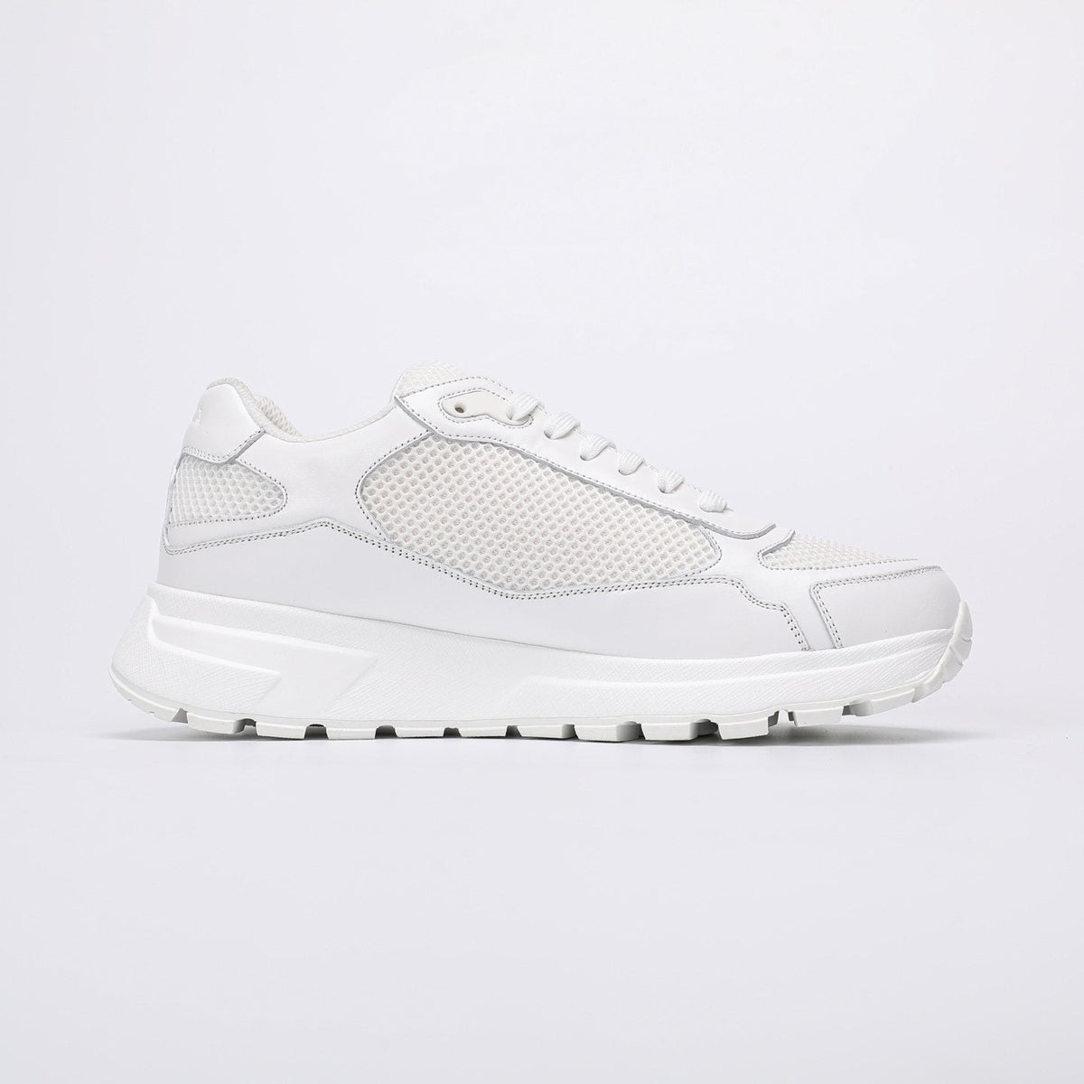 Prada White Leather Low-Top Sneakers — side