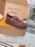 Louis Vuitton Dark Brown Multicolor Motif Slip-On Shoes — hero