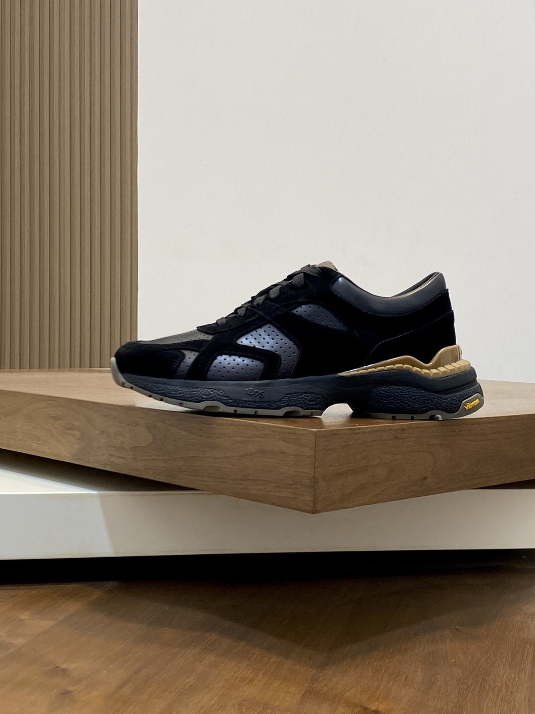 Berluti Black Low-Top Sneakers with Tan Accents — side