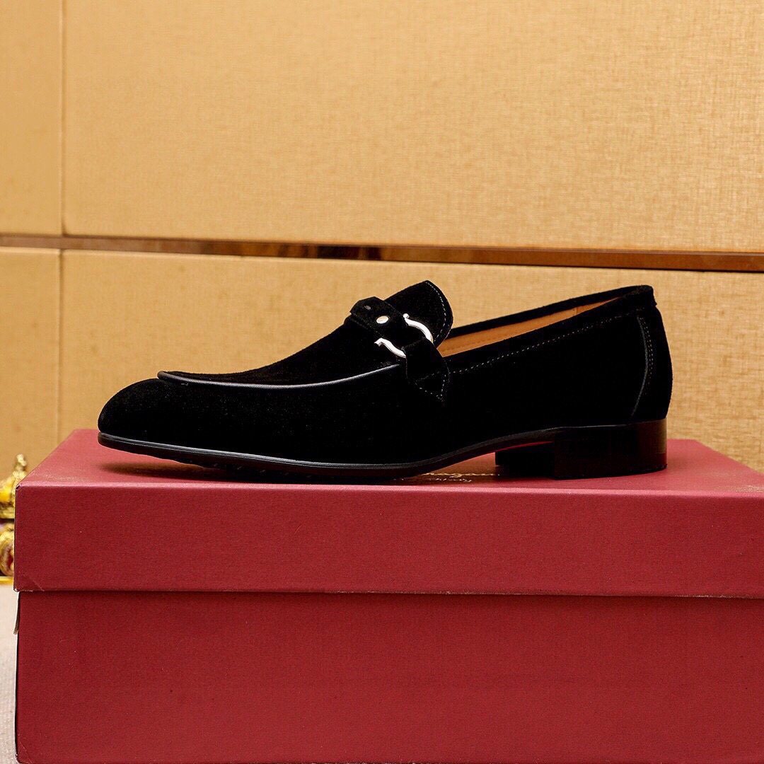 Ferragamo Black Hardware Loafers — side