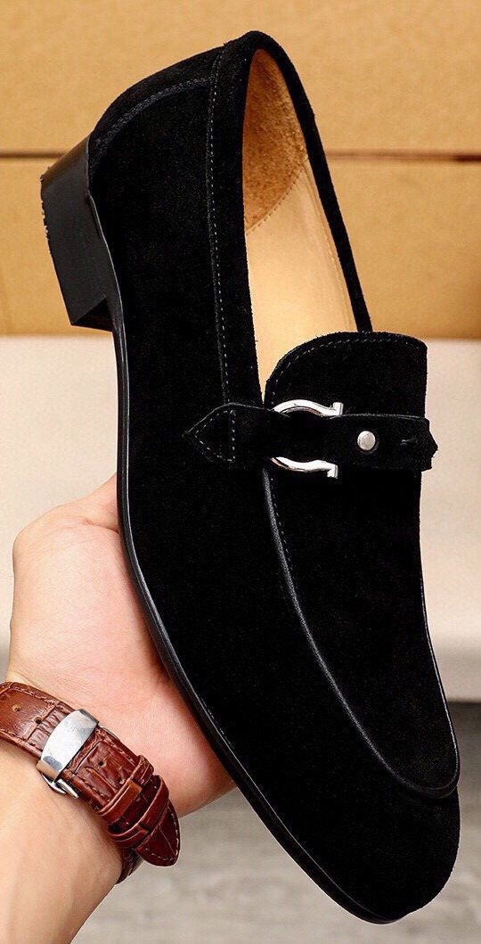 Ferragamo Black Hardware Loafers — front
