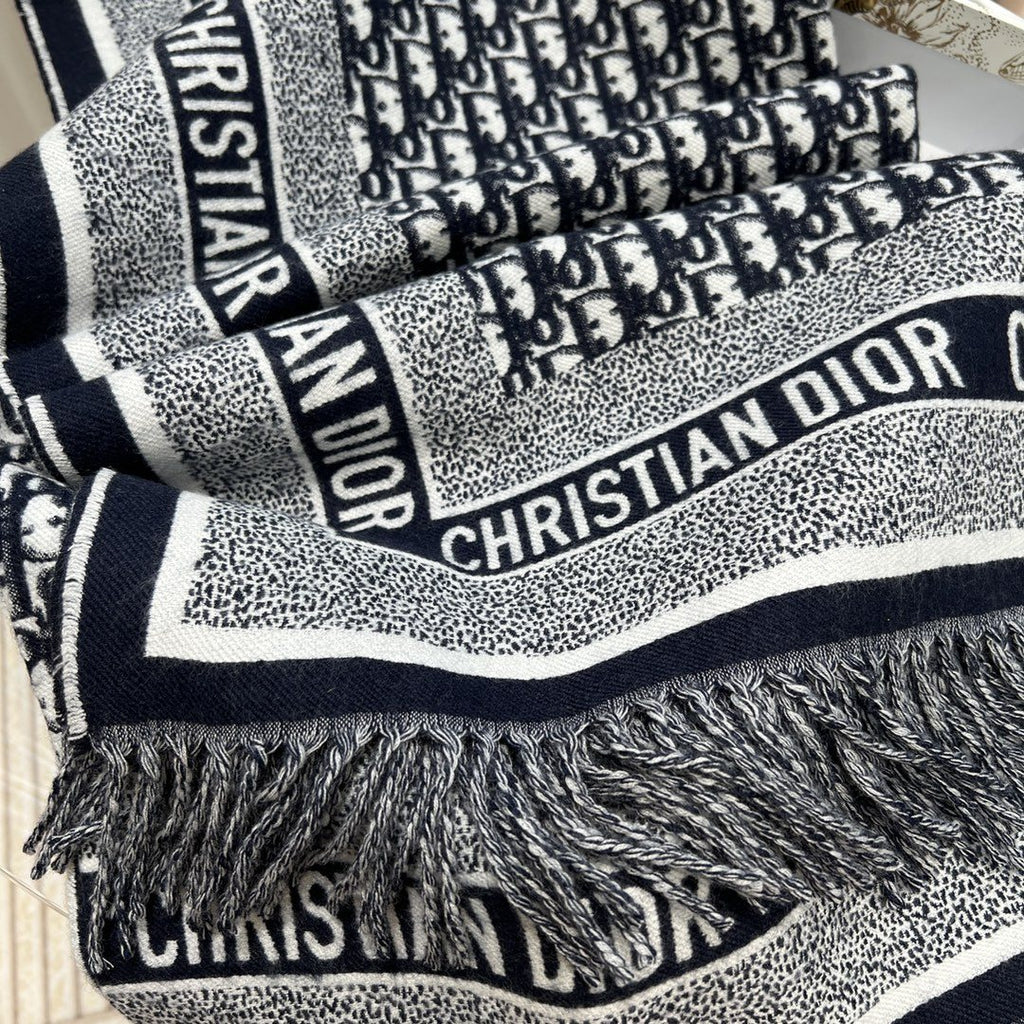 Dior Monogram Fringed Shawl — detail