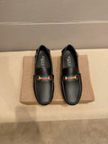 Gucci Black Web Buckle Loafers — hero