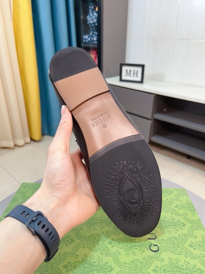 GUCCI Dark Brown Horsebit Loafers — back