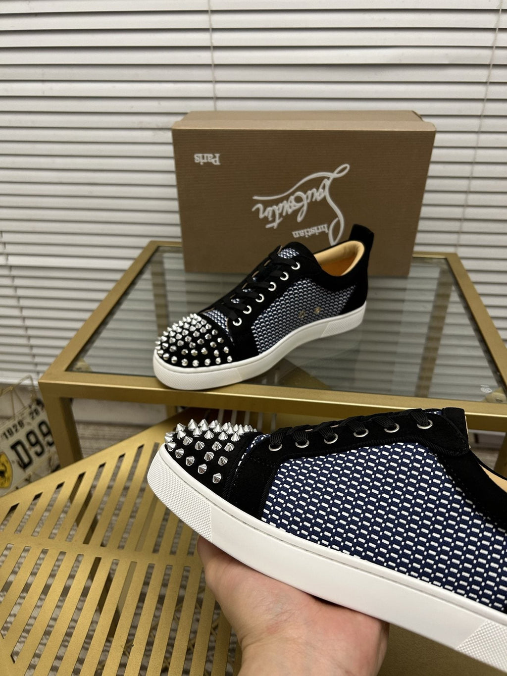 Christian Louboutin Studded Toe Low-Top Sneakers — detail