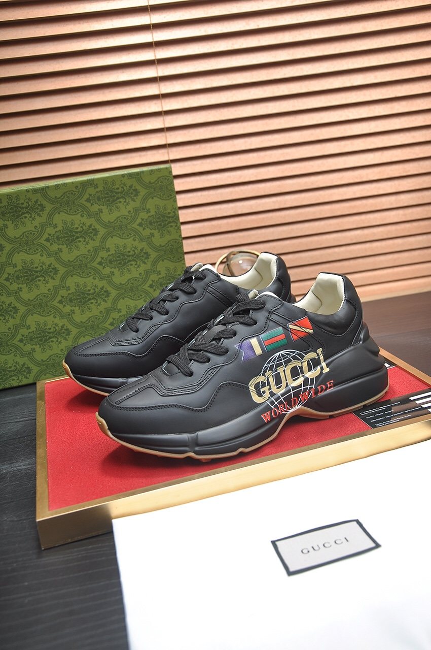 Gucci Black Multicolor Low-Top Sneakers — side