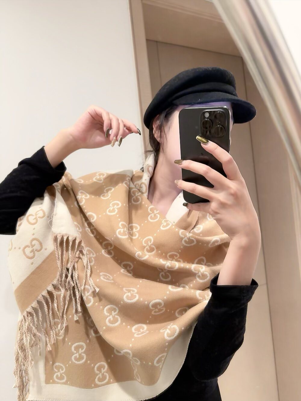 Gucci GG Fringe Scarf — model