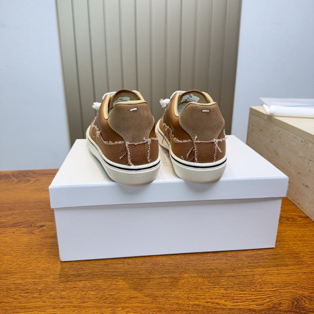 Maison Margiela Brown Off-White Low-Top Sneakers — back