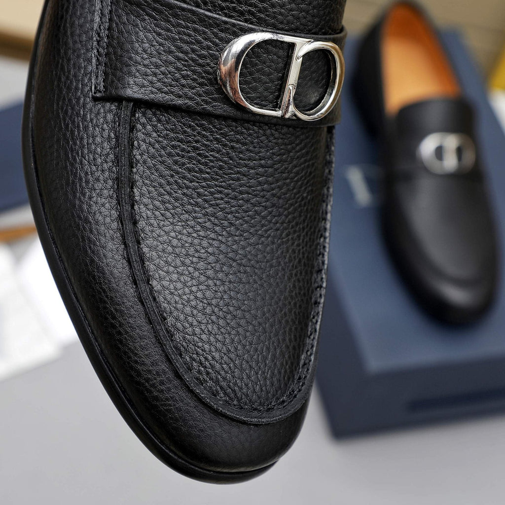 Dior Black Pebbled Leather Loafers — back
