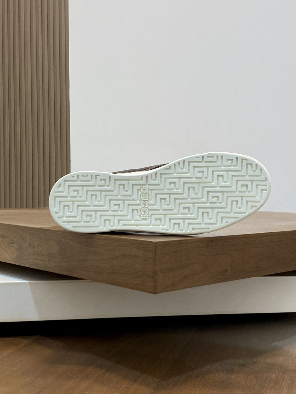 Gucci Dark Brown Patterned Slip-On Sneakers — detail