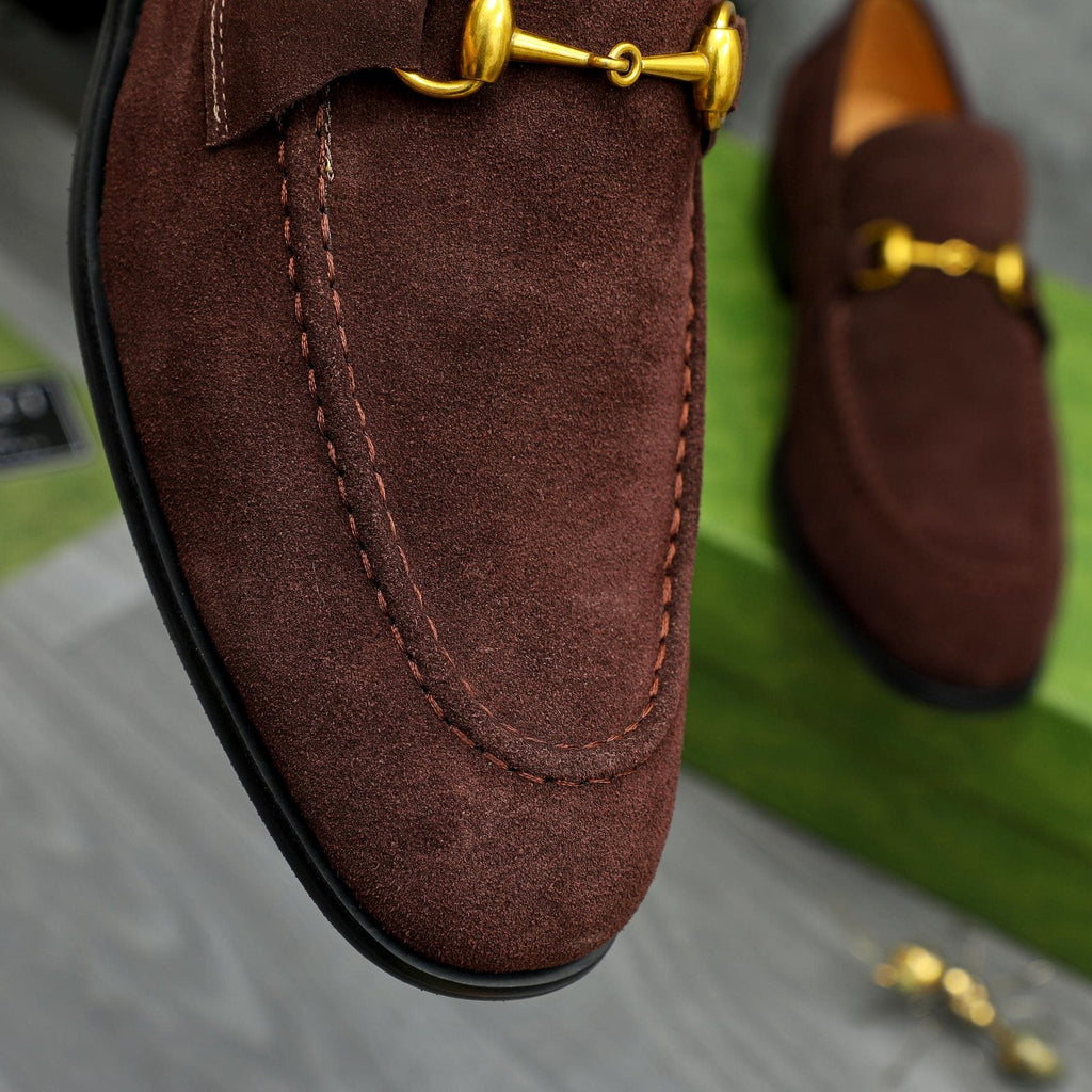 Gucci Dark Brown Horsebit Loafers — detail