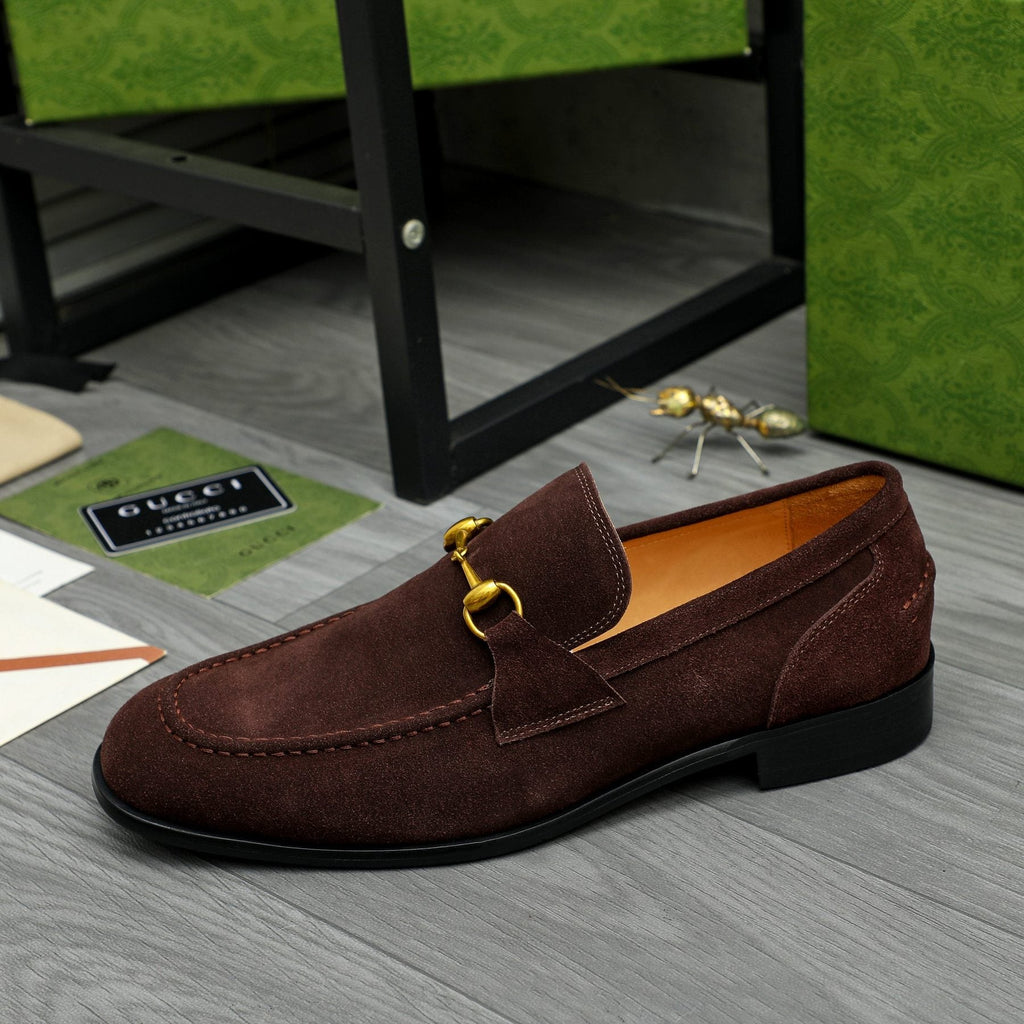 Gucci Dark Brown Horsebit Loafers — side