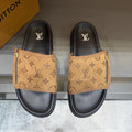 Louis Vuitton Tan Monogram Slide Sandals — hero