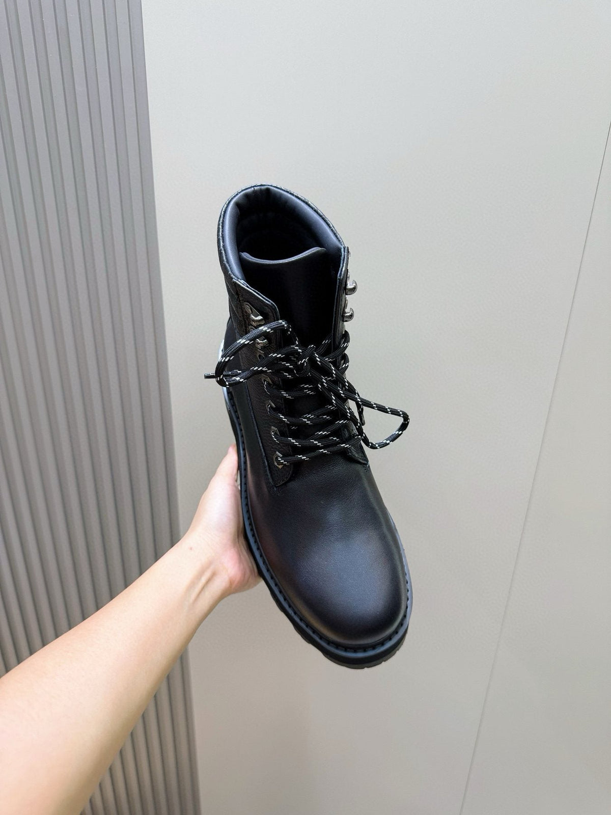 Moncler Black Lug-Sole Lace-Up Boots — model