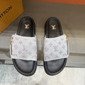 Louis Vuitton White Monogram Slide Sandals — hero