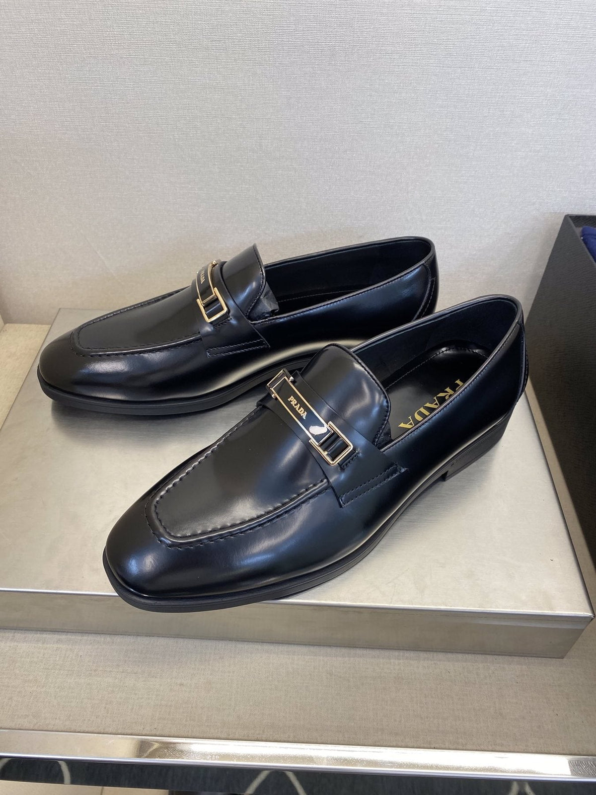 Prada Black Buckle Loafers — front