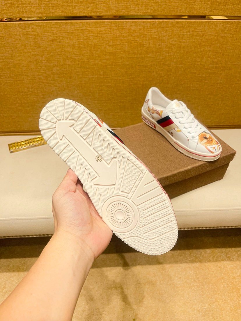 Men’s White Multicolor Graphic Low-Top Sneakers — front