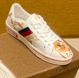 Men’s White Multicolor Graphic Low-Top Sneakers — front