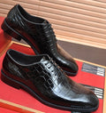 Ferragamo Black Embossed Lace-Up Dress Shoes — hero