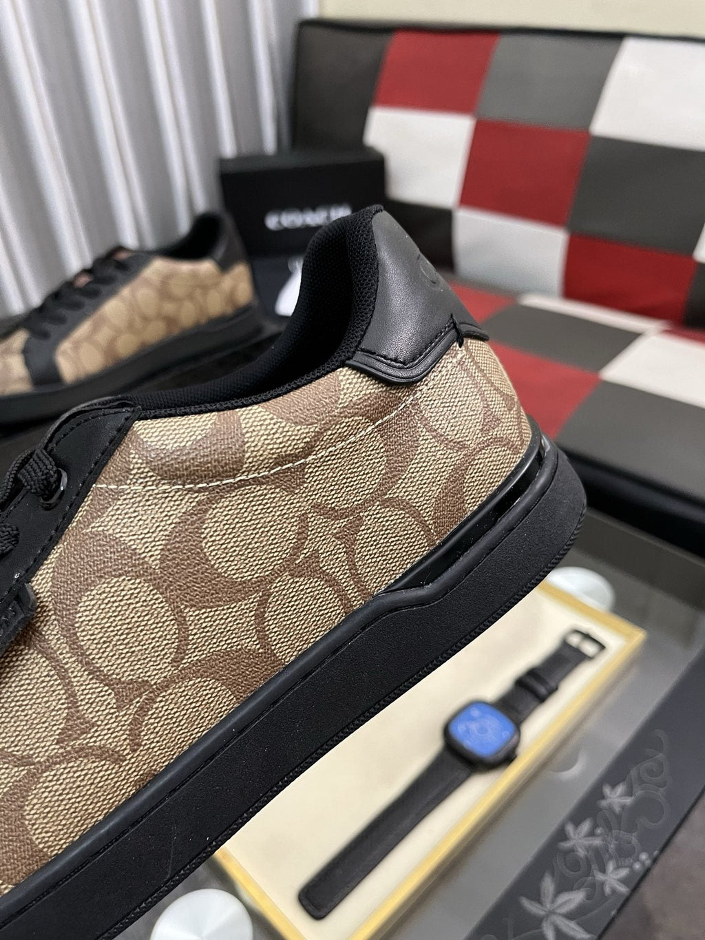 Coach Brown and Black Patterned Low-Top Sneakers — side