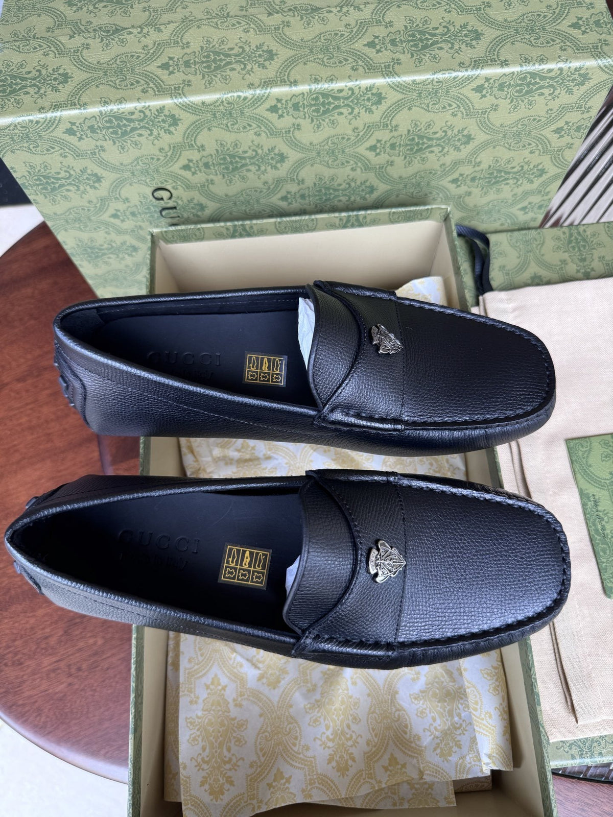 Gucci Black Bee Driving Loafers — hero